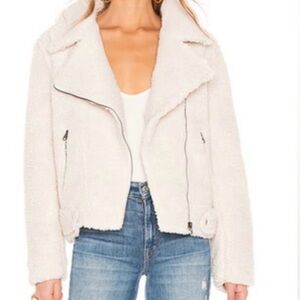 ASTR Brooklyn Sherpa Ivory Moto Jacket